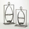 Promo 😀 Sullivans Iron Frame Glass Pillar Candle Holder - Set Of 2 🔔