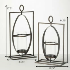 Promo 😀 Sullivans Iron Frame Glass Pillar Candle Holder - Set Of 2 🔔 -Sullivans Sales unnamed file 3888