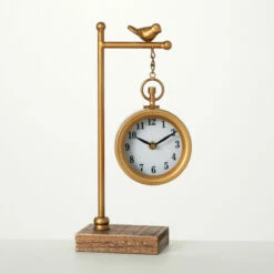 Deals โค๏ธ Sullivans 14 In. Metal Suspended Tabletop Clock; Gold ๐