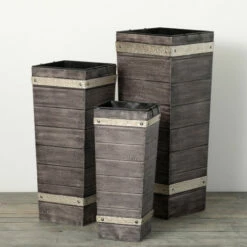 Best Pirce 🛒 Sullivans 24.25 In., 30.2.5 In. And 36.25 In. Trim Tall Tapered Pots - Set Of 3 Grey 🥰