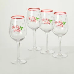Hot Sale ✔️ Sullivans Holly Jolly Wine Glass - Set Of 4 🔥