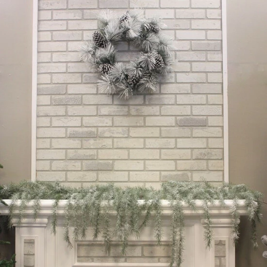 Promo ๐ Sullivans 26" Artificial Flocked Pine Wreath And 6'9" Weeping Pine With Snow Garland Set โ 4 Promo ๐ Sullivans 26" Artificial Flocked Pine Wreath And 6'9" Weeping Pine With Snow Garland Set โ - Image 2