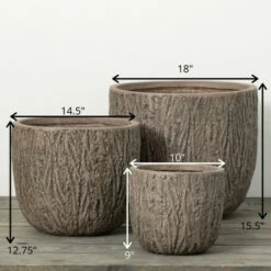 Buy 🔔 Sullivans 9 In., 12.75 In. And 15.5 In. Textured Planter Pot - Set Of 3; Gray 😀 -Sullivans Sales unnamed file 3945