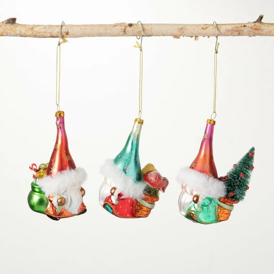 Best Pirce ✨ Sullivans Glass Gnome Ornament - Set Of 3 ❤️ 3 Best Pirce ✨ Sullivans Glass Gnome Ornament - Set Of 3 ❤️