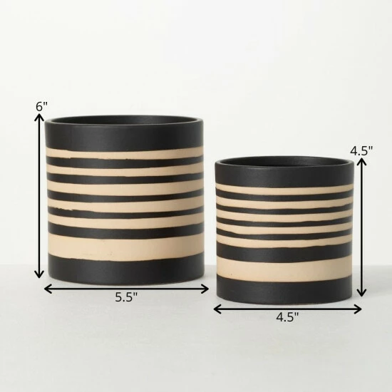 Wholesale 👍 Sullivans Striped Ceramic Planters - Set Of 2 🎁 6 Wholesale 👍 Sullivans Striped Ceramic Planters - Set Of 2 🎁 - Image 4
