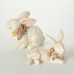 Best Sale ⭐ Sullivans 7 In. And 9.5 In. Resting Bunny Figurine Pair - Set Of 2; White 🛒