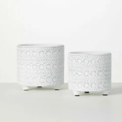 Cheapest 💯 Sullivans Whitewash Textured Footed Ceramic Planters - Set Of 2 😉