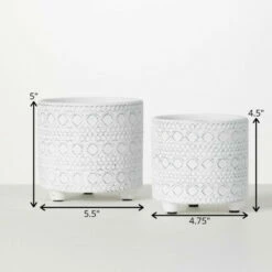 Cheapest 💯 Sullivans Whitewash Textured Footed Ceramic Planters - Set Of 2 😉 -Sullivans Sales unnamed file 4146