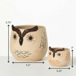 Flash Sale 🧨 Sullivans Kitschy Brown Owl Ceramic Planter - Set Of 2 🧨 -Sullivans Sales unnamed file 4183