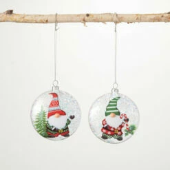 Wholesale 🛒 Sullivans Gnome Glass Disc Ornament - Set Of 2 👍