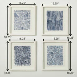 Outlet ⌛ Sullivans 18.25 In. Hatchmark Print Wall Decor - Set Of 4; Blue 🧨 -Sullivans Sales unnamed file 4364