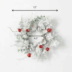 Outlet 😉 Sullivans 12" Flocked Pine & Bell Artificial Mini Wreath ✨ -Sullivans Sales unnamed file 4392