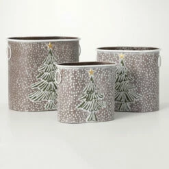 Buy 🎁 Sullivans 🔨 Hammered Metal Tree Basket - Set Of 3 🌟