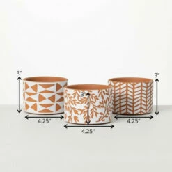 Deals ❤️ Sullivans Abstract Print Terracotta Ceramic Planters - Set Of 3 ✔️ -Sullivans Sales unnamed file 4468