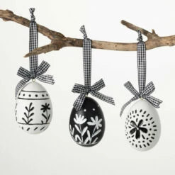 Discount 😍 Sullivans 3.75 In. Black And White Ornament Eggs - Set Of 3; Black 😍