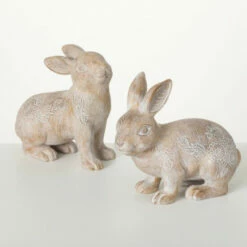 Budget 🛒 Sullivans 8 In. Resting Stance Bunny Statues - Set Of 2; Gray 🧨