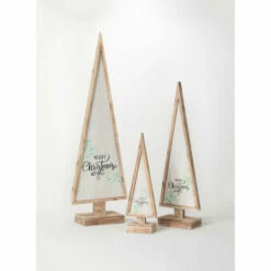 New 🎁 Sullivans Merry 🎅 Christmas Wooden Trees - Set Of 3 😀