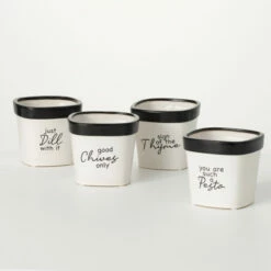 Buy 👏 Sullivans Ceramic Pun Text Planter - Set Of 4 - 5"L X 5"W X 4.5"H 🎉