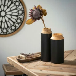 Flash Sale ⭐ Sullivans Wood Vase With Black Wrap - Set Of 2 😉 -Sullivans Sales unnamed file 4552