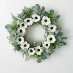 Hot Sale 🌟 Sullivans Artificial Anemone Silvery Wreath; Green 😀