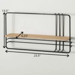 Brand new 👍 Sullivans 23.5 In. Metal-Framed Wood Wall Shelf; Brown 🎁 -Sullivans Sales unnamed file 4639