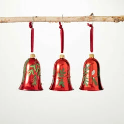 Coupon 😍 Sullivans Red Holly Bell Ornament - Set Of 3 🔔