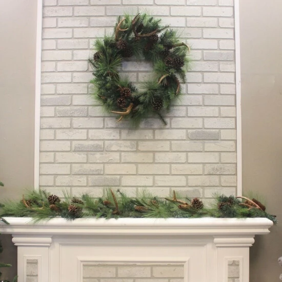 Promo ❤️ Sullivans 28" Artificial Pine & Antler Wreath And 6' Pine & Antler Garland Set ⭐ 4 Promo ❤️ Sullivans 28" Artificial Pine & Antler Wreath And 6' Pine & Antler Garland Set ⭐ - Image 2