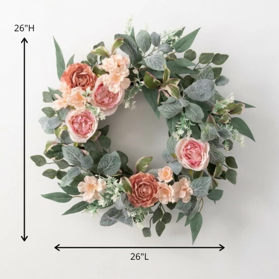 Budget ๐ Sullivans Artificial 26" Ranunculus Rose Wreath โจ 4 Budget ๐ Sullivans Artificial 26" Ranunculus Rose Wreath โจ - Image 2