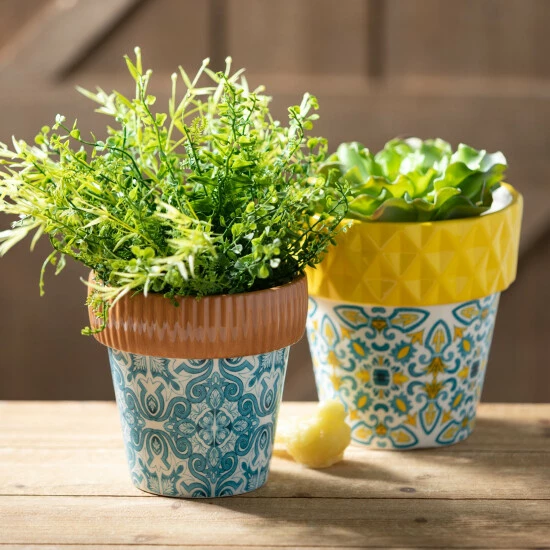 Brand new ❤️ Sullivans Ceramic Portuguese Print Pot - Set Of 3 😍 5 Brand new ❤️ Sullivans Ceramic Portuguese Print Pot - Set Of 3 😍 - Image 3