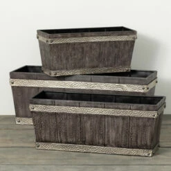 Brand new 🌟 Sullivans 7.25 In., 8.25 In. And 9.25 In. Trimmed Rectangle Planter - Set Of 3 Copper 🔔