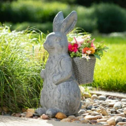 New ✨ Sullivans 26 In. Charcoal Gray Rabbit Basket Planter; Gray ⭐ -Sullivans Sales unnamed file 4833