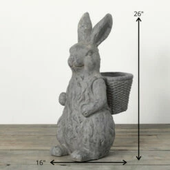 New ✨ Sullivans 26 In. Charcoal Gray Rabbit Basket Planter; Gray ⭐ -Sullivans Sales unnamed file 4834