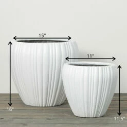 Deals 👏 Sullivans 16 In. And 11.5 In. Fluted Ribbed White Planters - Set Of 2 👍 -Sullivans Sales unnamed file 4886