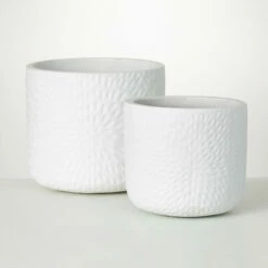 Deals 🎁 Sullivans 12.5 In. And 10.5 In. Contemporary Textured White Pots - Set Of 2 🤩