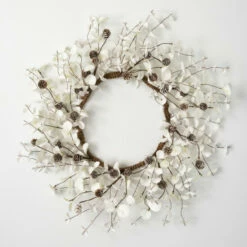 Best Sale 😀 Sullivans 19" Artificial White Eucalyptus Cone Wreath 🎁