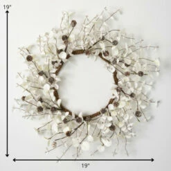 Best Sale 😀 Sullivans 19" Artificial White Eucalyptus Cone Wreath 🎁 -Sullivans Sales unnamed file 496
