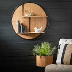 New 🥰 Sullivans 30 In. Circular Tiered Wall Shelf; Brown ❤️ -Sullivans Sales unnamed file 4982
