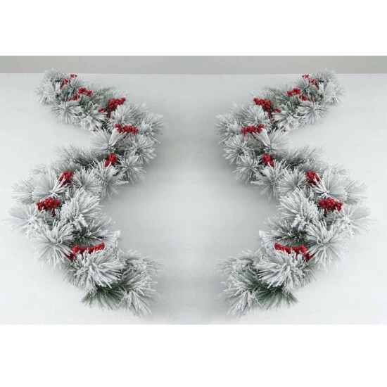 Wholesale ๐ Sullivans 5' Artificial Flocked Pine & Berry Garland - Set Of 2 - Green - 5'L X 12"W X 8"H ๐ 3 Wholesale ๐ Sullivans 5' Artificial Flocked Pine & Berry Garland - Set Of 2 - Green - 5'L X 12"W X 8"H ๐