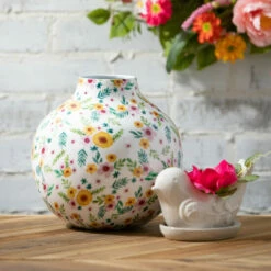 Deals 😍 Sullivans 4 In. And 7.5 In. Raised Floral Bird Planter - Set Of 2; White 🔔 -Sullivans Sales unnamed file 5016