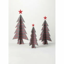 New 😀 Sullivans Plaid Metal & Wood Tree - Set Of 3 - 12.5"x12.5"x26.25"; 11"x11"x21.5"; 8.5"x8.5"x17" 🔔