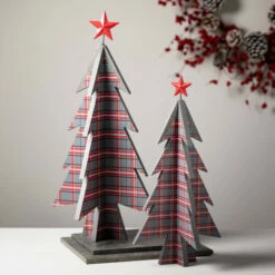 New 😀 Sullivans Plaid Metal & Wood Tree - Set Of 3 - 12.5"x12.5"x26.25"; 11"x11"x21.5"; 8.5"x8.5"x17" 🔔 -Sullivans Sales unnamed file 5187