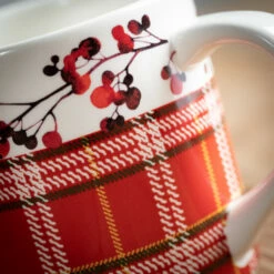 Hot Sale 👍 Sullivans Berry & Plaid Dolomite Mug - Set Of 4 🧨 -Sullivans Sales unnamed file 5235