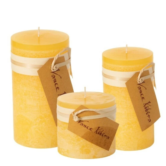 Brand new ✨ Sullivans Pale Yellow Timber Pillar Candles Kit - Set Of 3 ⭐ 3 Brand new ✨ Sullivans Pale Yellow Timber Pillar Candles Kit - Set Of 3 ⭐