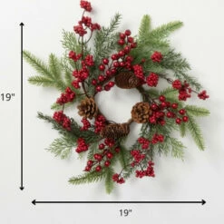 Best Pirce ✨ Sullivans 19" Artificial Pine And Berry Mini Wreath 🌟 -Sullivans Sales unnamed file 5288