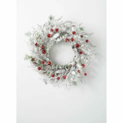 Discount 🔥 Sullivans 24" Artificial Flocked Pine & Bell Wreath And 5' Flocked Pine And Berry Garland Set 🥰 -Sullivans Sales unnamed file 5699