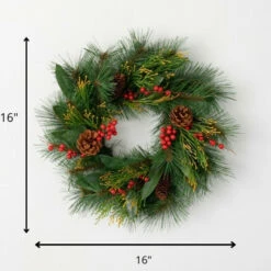 Best Pirce ⭐ Sullivans 16" Artificial Rustic Pine & Berry Mini Wreath ⭐ -Sullivans Sales unnamed file 5724