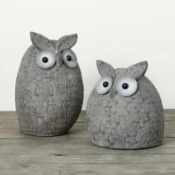 Discount ⌛ Sullivans 13.5" & 17" Sculptural Gray Textured Owls - Set Of 2; Gray 😍