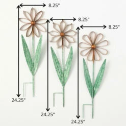 Hot Sale 👏 Sullivans 24.25" Color-Bursting Flower Stakes - Set Of 3; Multicolor 😉 -Sullivans Sales unnamed file 5853
