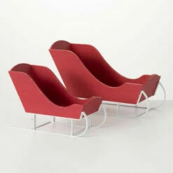 New 🥰 Sullivans Wood Sleigh Tabletop Décor - Set Of 2 🎁