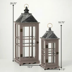 Deals 💯 Sullivans Classic Gray Panel Lantern - Set Of 2 - 10.5"L X 10.5"W X 28.25"H; 7.5"L X 7.5"W X 18.75"H 🎁 -Sullivans Sales unnamed file 5883
